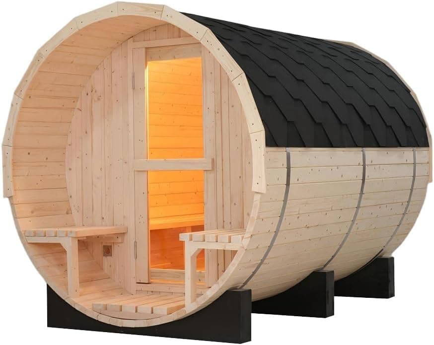 4-6 Person White Pine Outdoor Barrel Sauna - Image 1