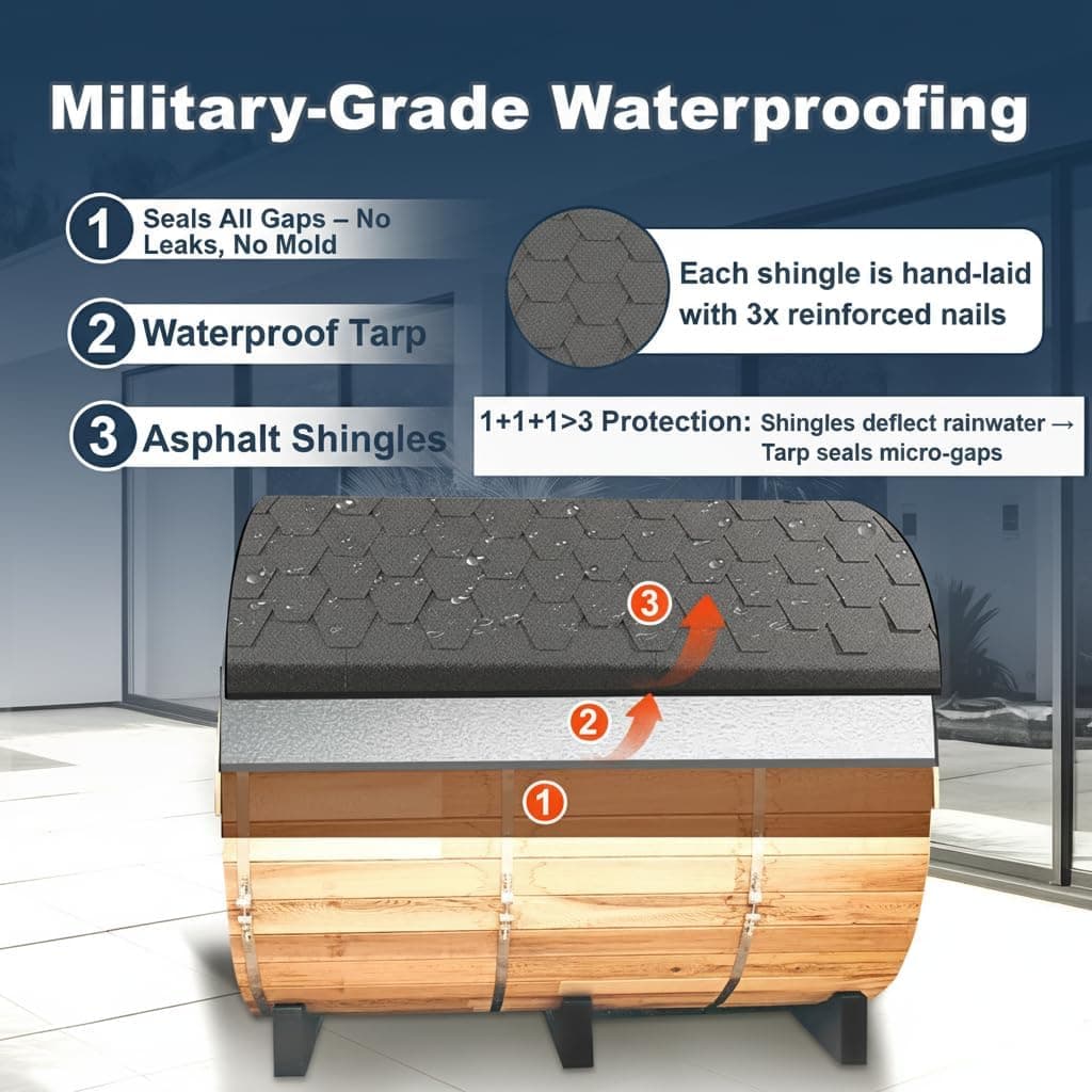 Customizable 4-10 Person Canadian Red Cedar Barrel Sauna thumbnail 3