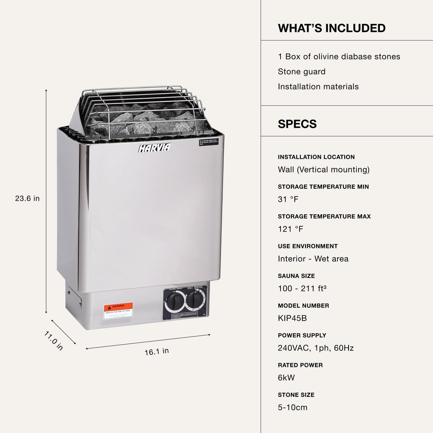 Harvia KIP 6kW Electric Sauna Heater with Stones thumbnail 6