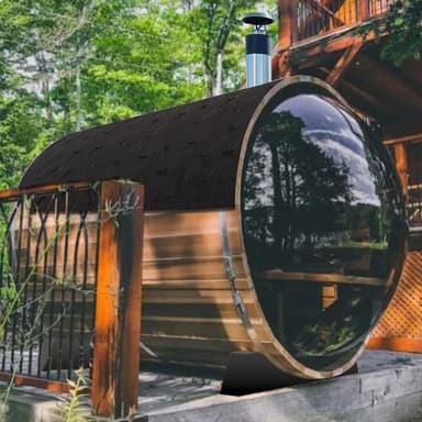 6-8 Person Red Cedar Barrel Sauna with Wood Burning Stove