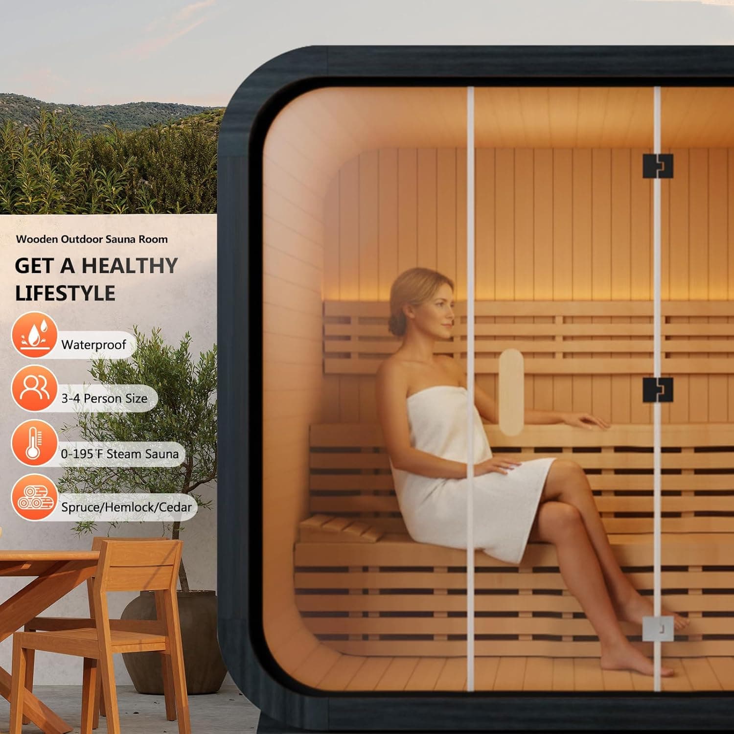 Canadian Spruce 4-6 Person Outdoor Barrel Sauna thumbnail 6