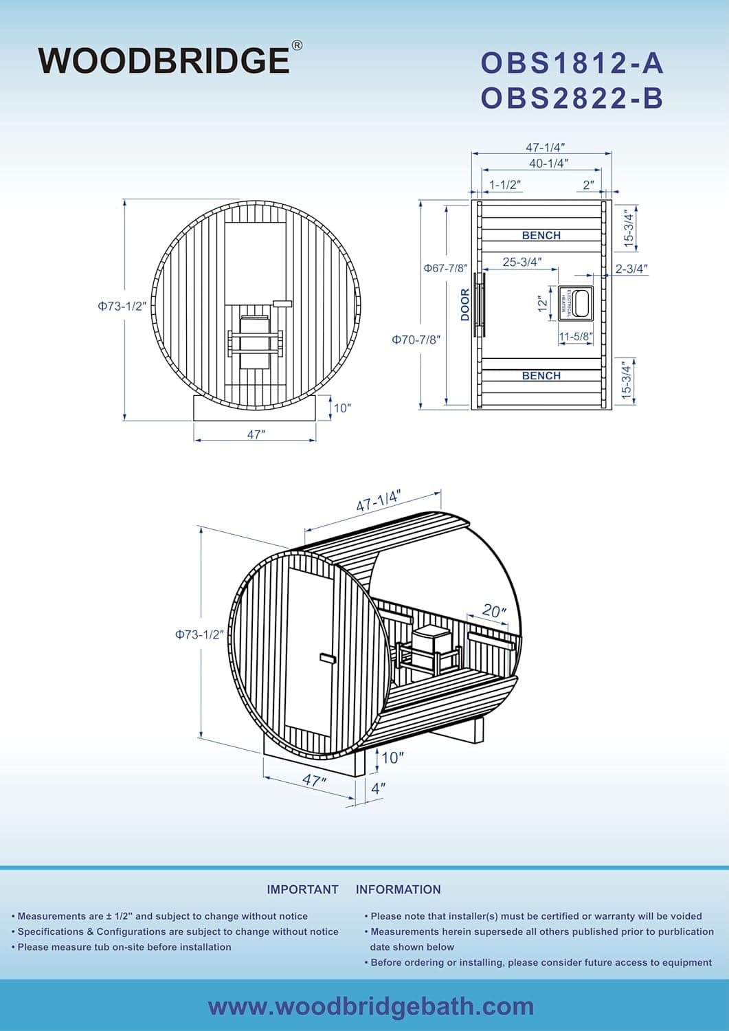 Woodbridge 2-Person Thermo Pine Barrel Sauna thumbnail 6