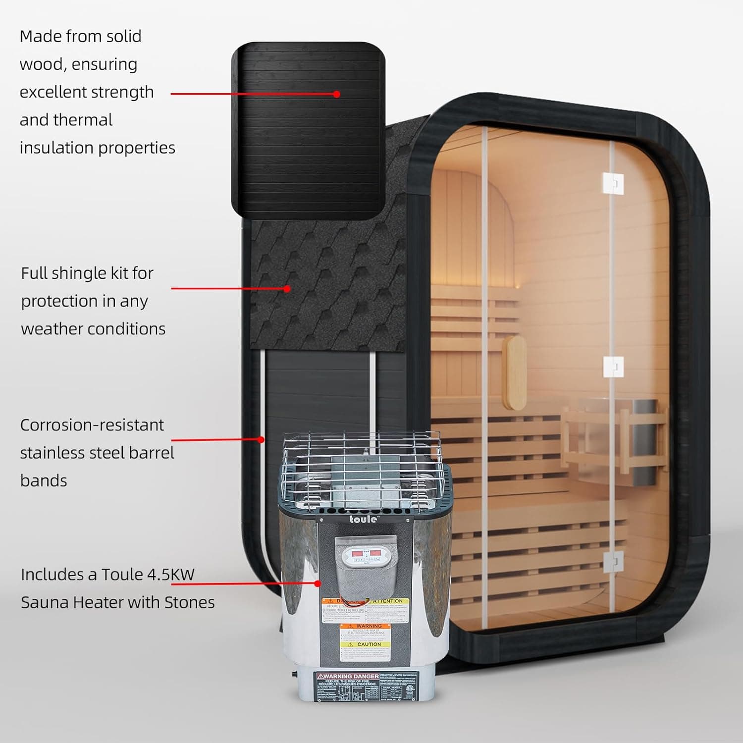 Cedar 2-Person Canadian Cedar Barrel Steam Sauna thumbnail 4