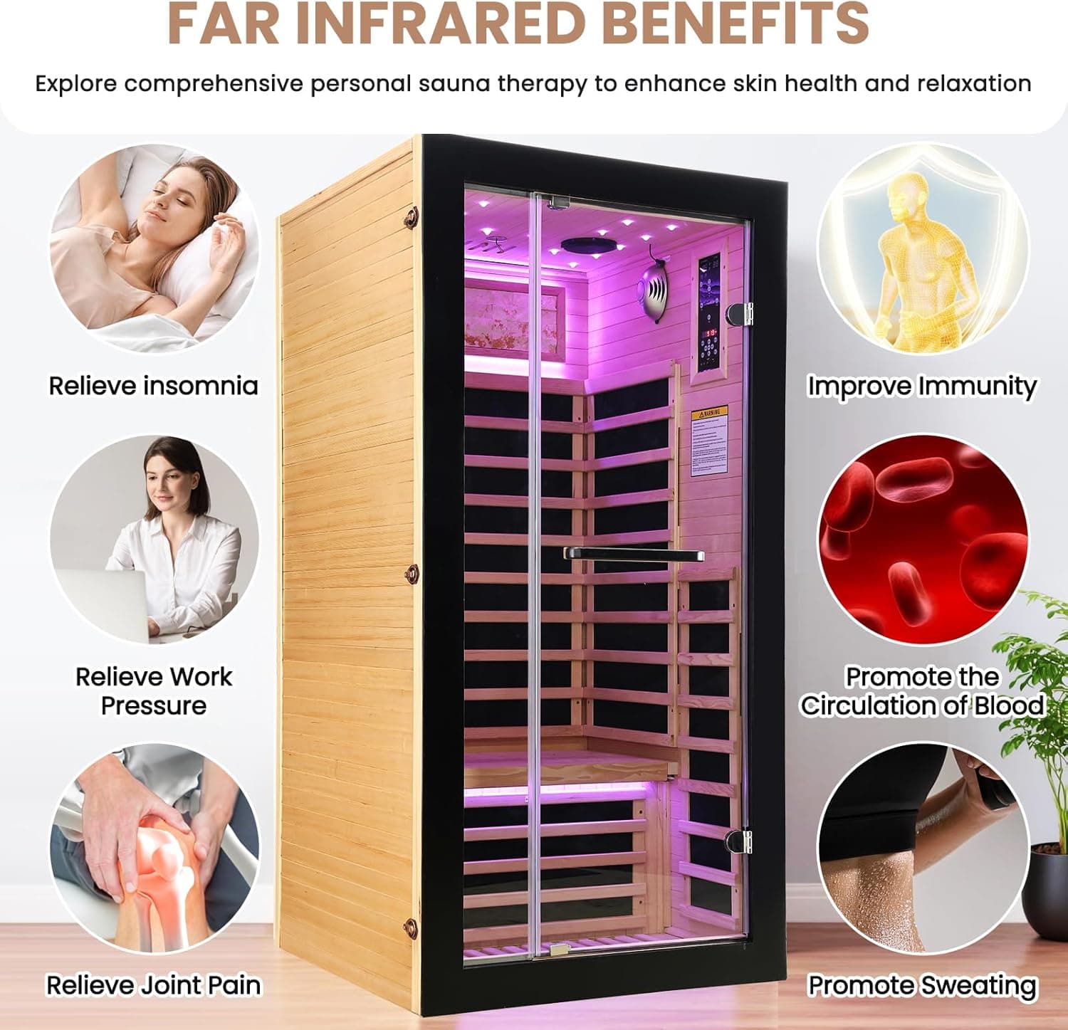 OUTEXER 1-Person Canadian Hemlock Infrared Sauna thumbnail 6
