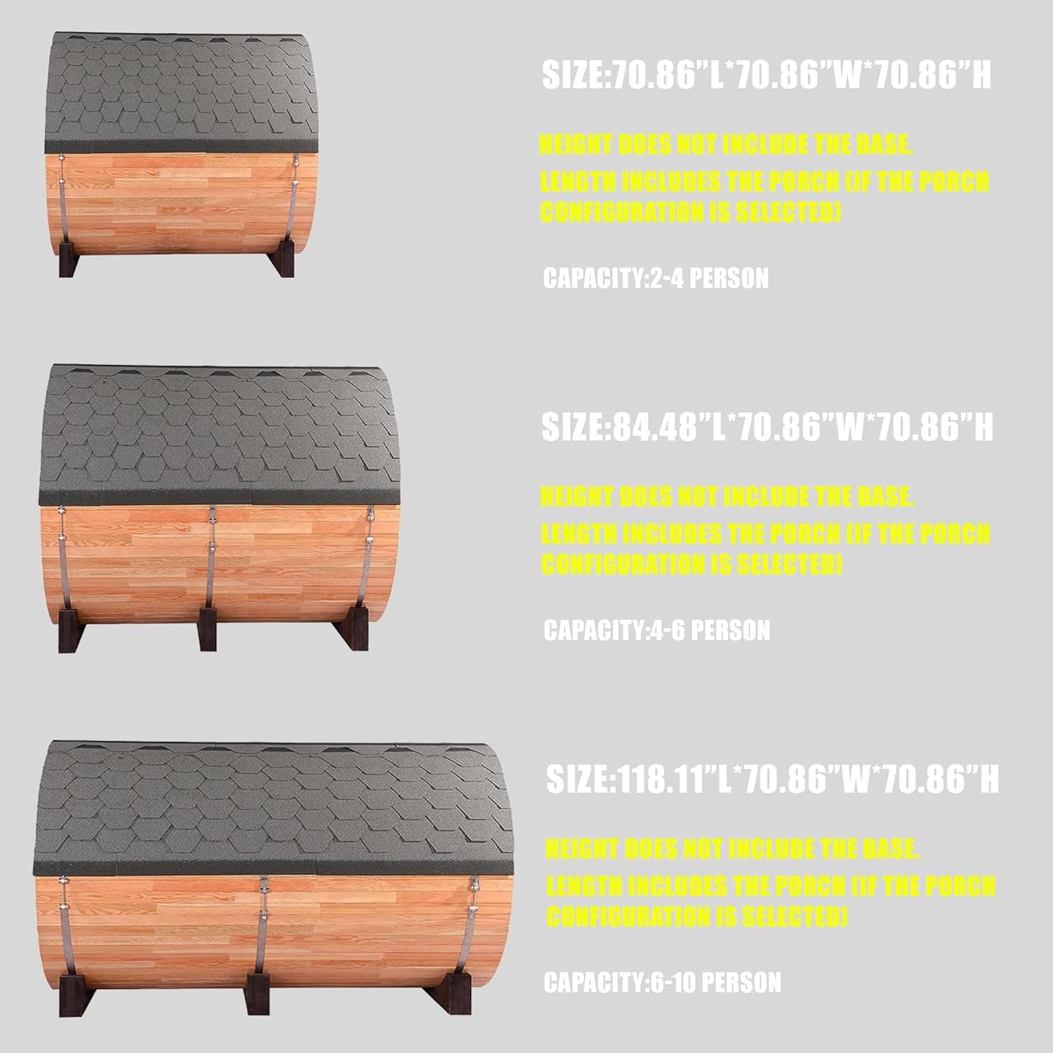 4-8 Person DIY Wooden Barrel Sauna with Porch thumbnail 2