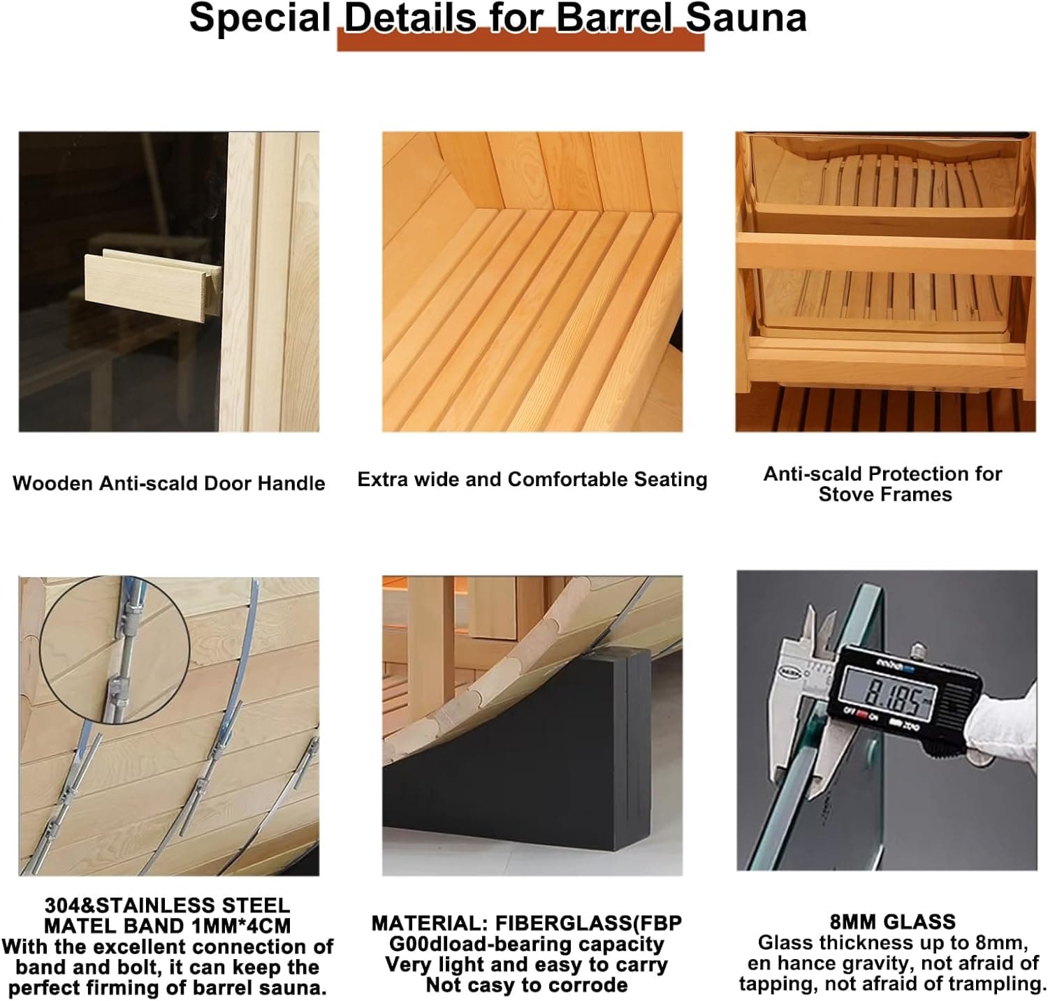 Smartmak 2-Person Canadian Red Cedar Barrel Sauna thumbnail 3