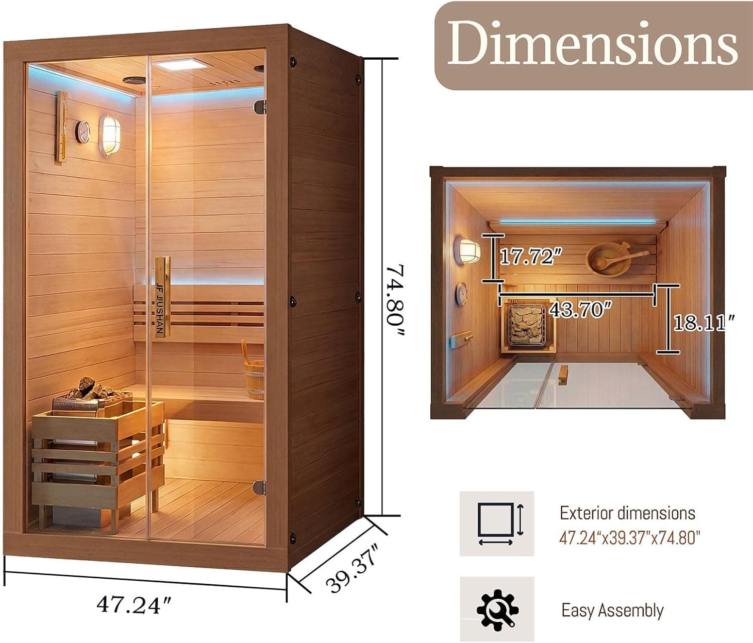 2-Person Canadian Hemlock Indoor Barrel Sauna thumbnail 3