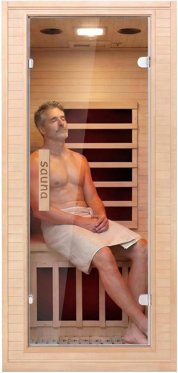 Hemlock 1-Person Infrared Home Sauna with Bluetooth - Image 1