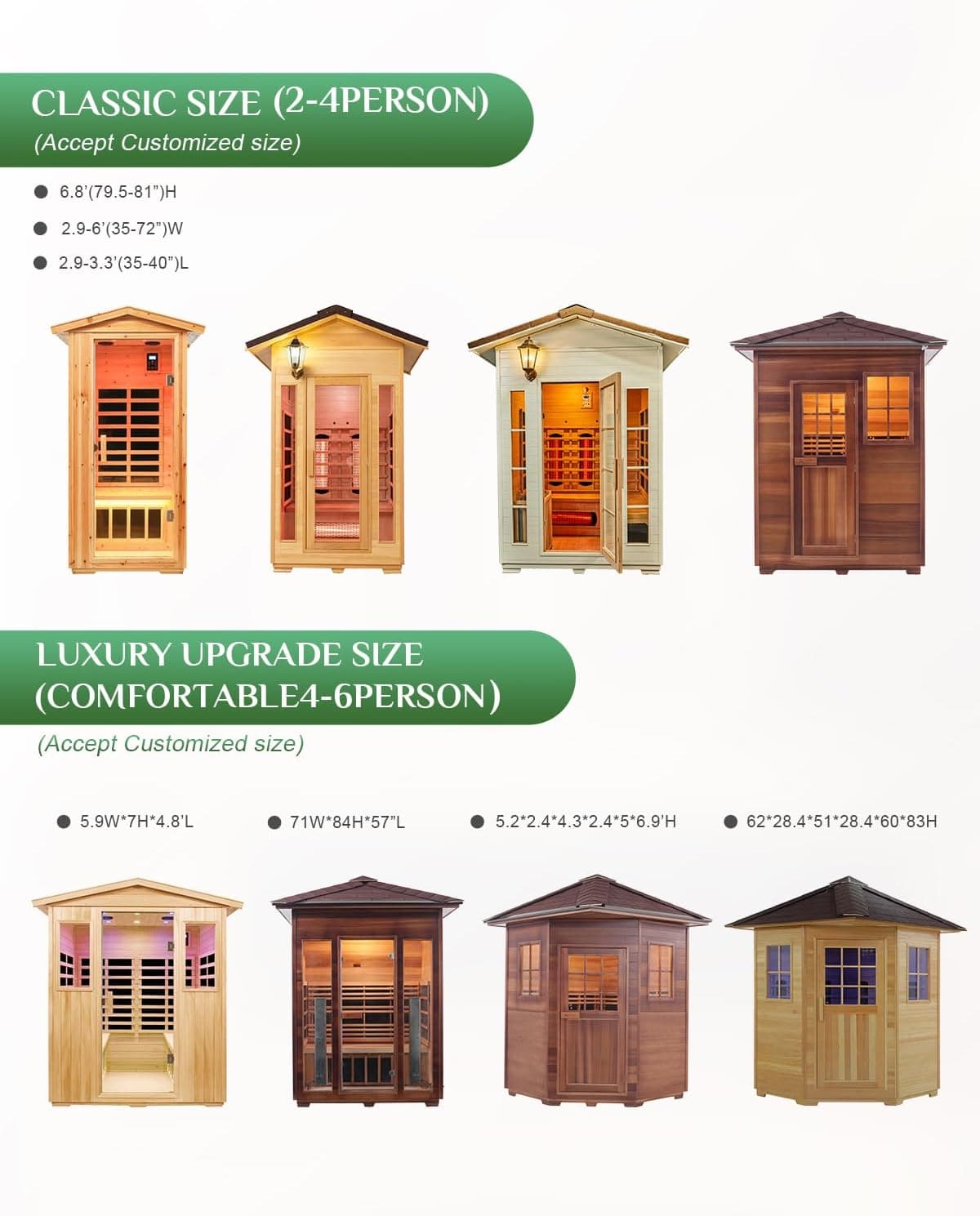 Customizable 1-6 Person Canadian Cedar Infrared Steam Barrel Sauna thumbnail 2