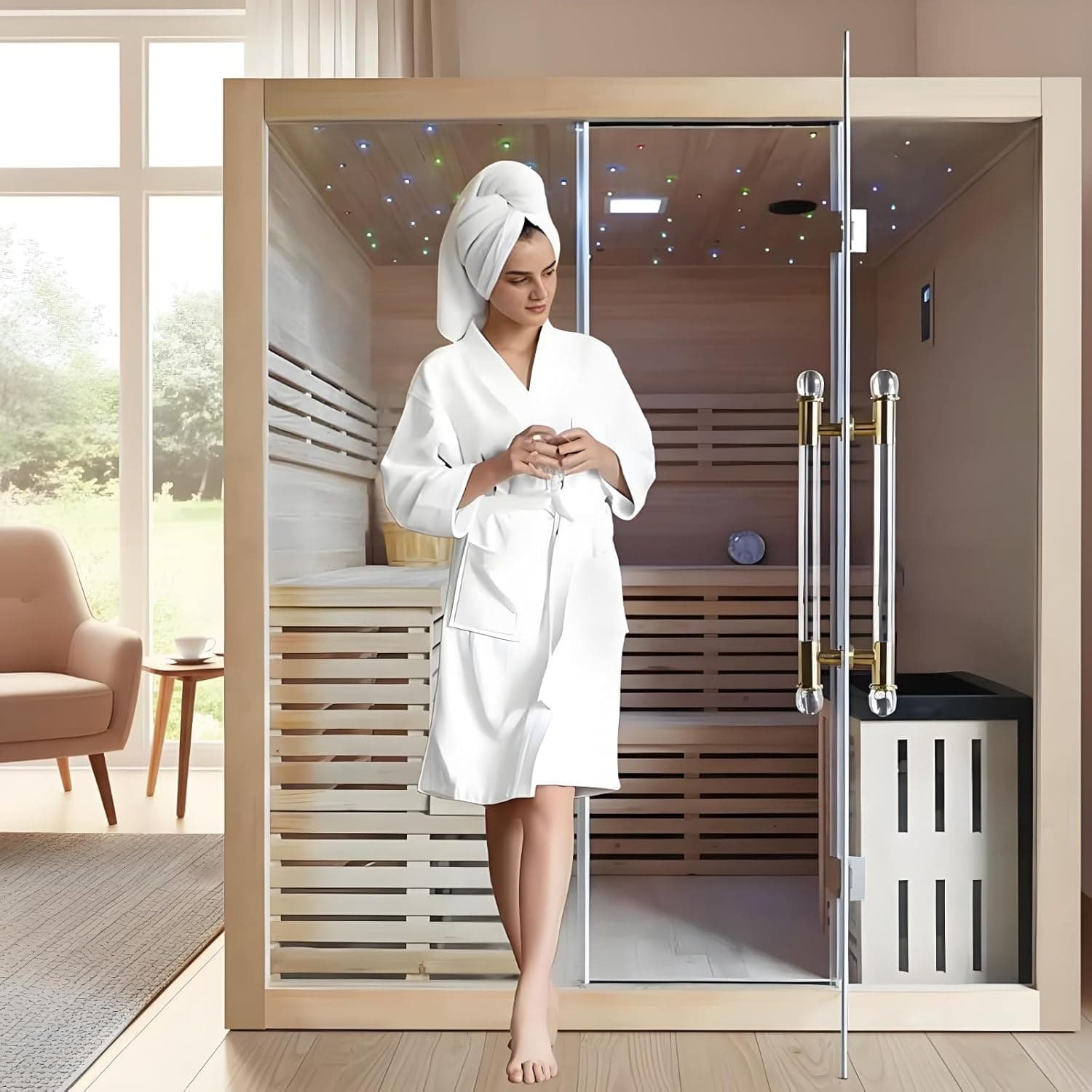 Cedar Outdoor Barrel Sauna Home Spa Kit thumbnail 5