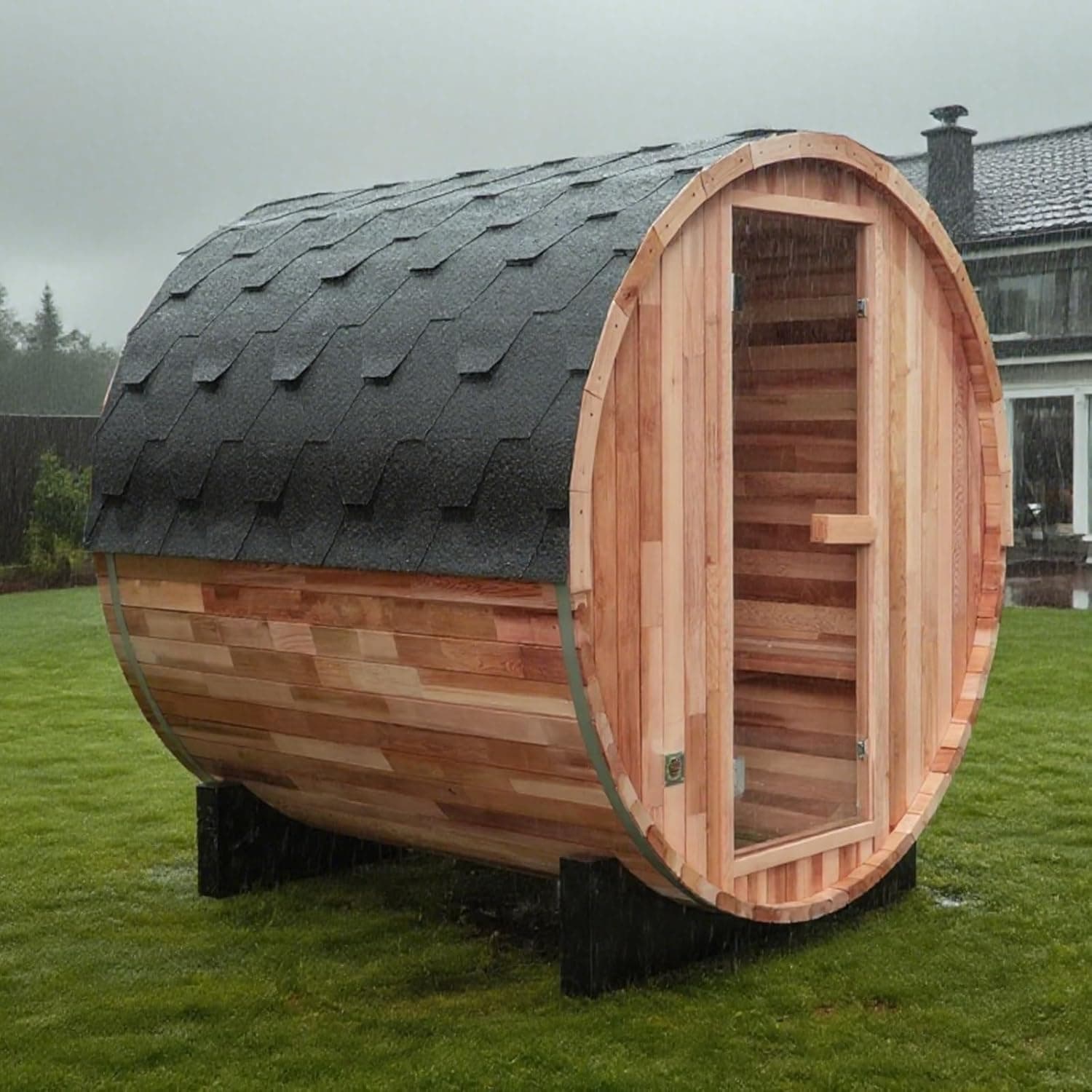 Smartmak 2-Person Canadian Red Cedar Barrel Sauna thumbnail 6