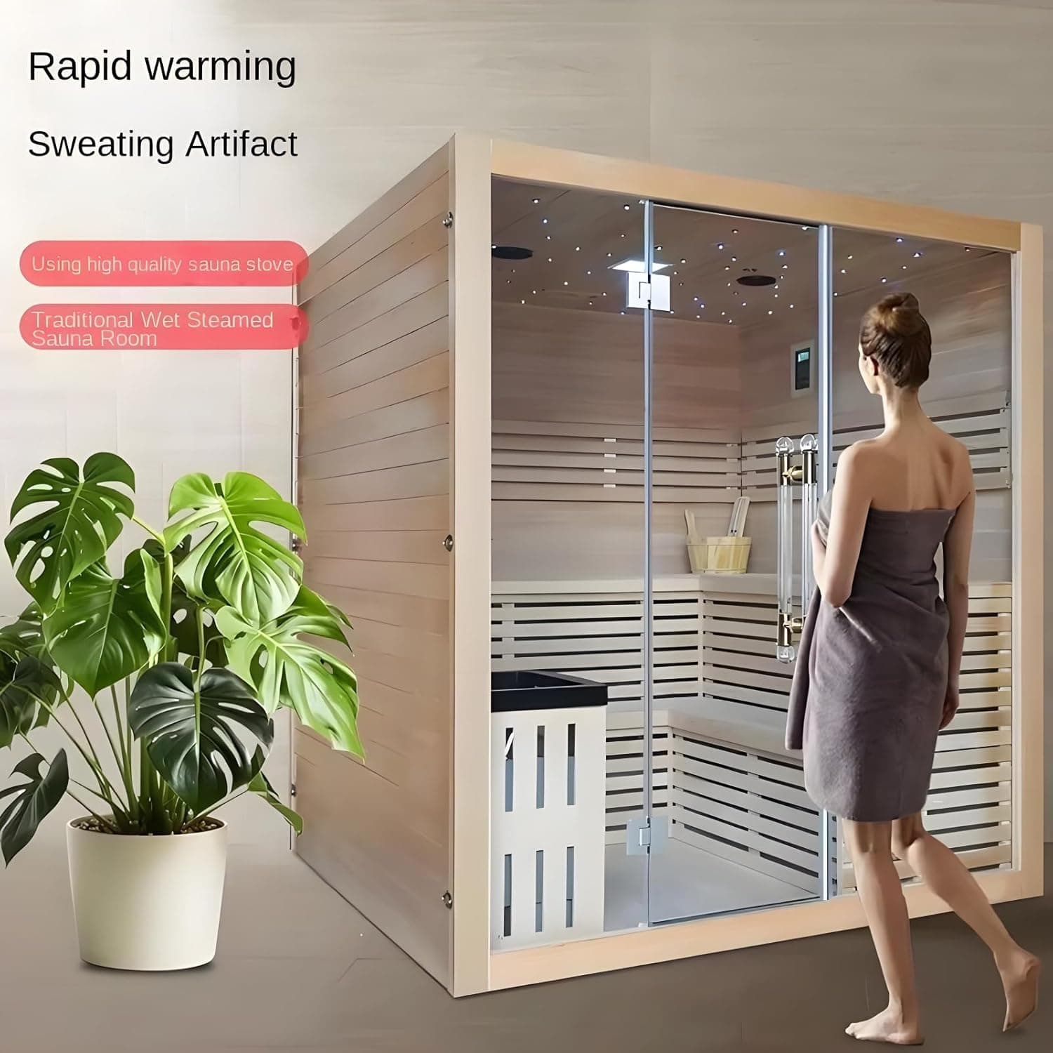 Cedar Outdoor Barrel Sauna Home Spa Kit thumbnail 4