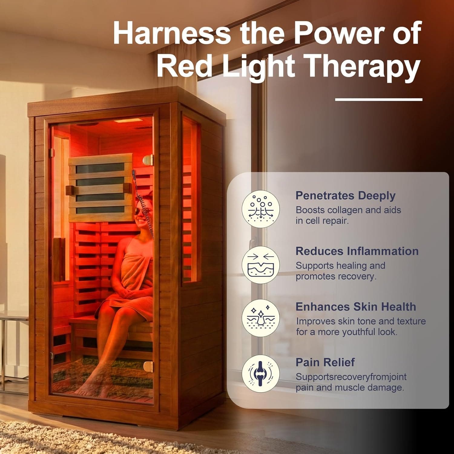 Clearlight 1-Person Canadian Hemlock Full Spectrum Infrared Sauna thumbnail 6