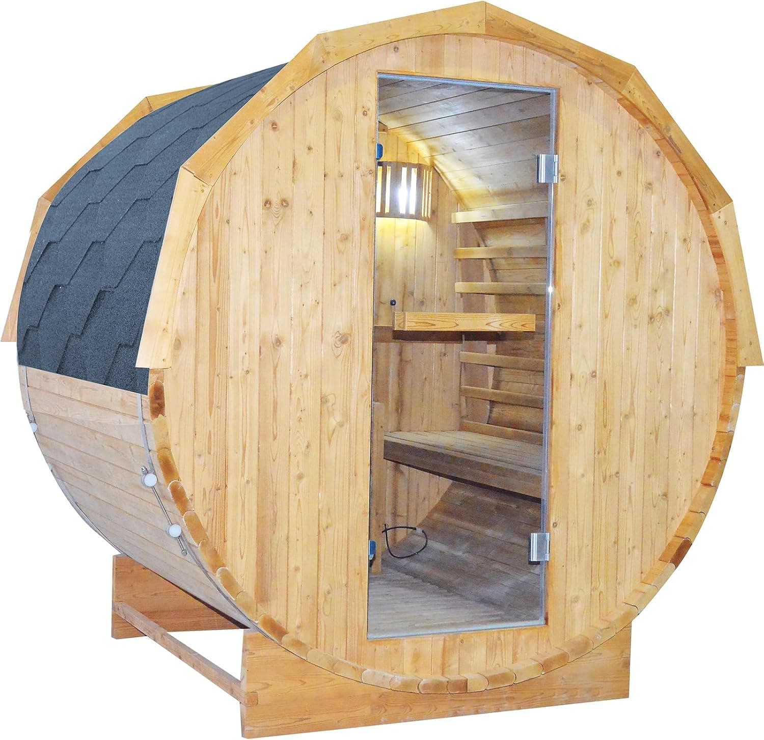 4-Person Carbonized Spruce Barrel Sauna - Image 1