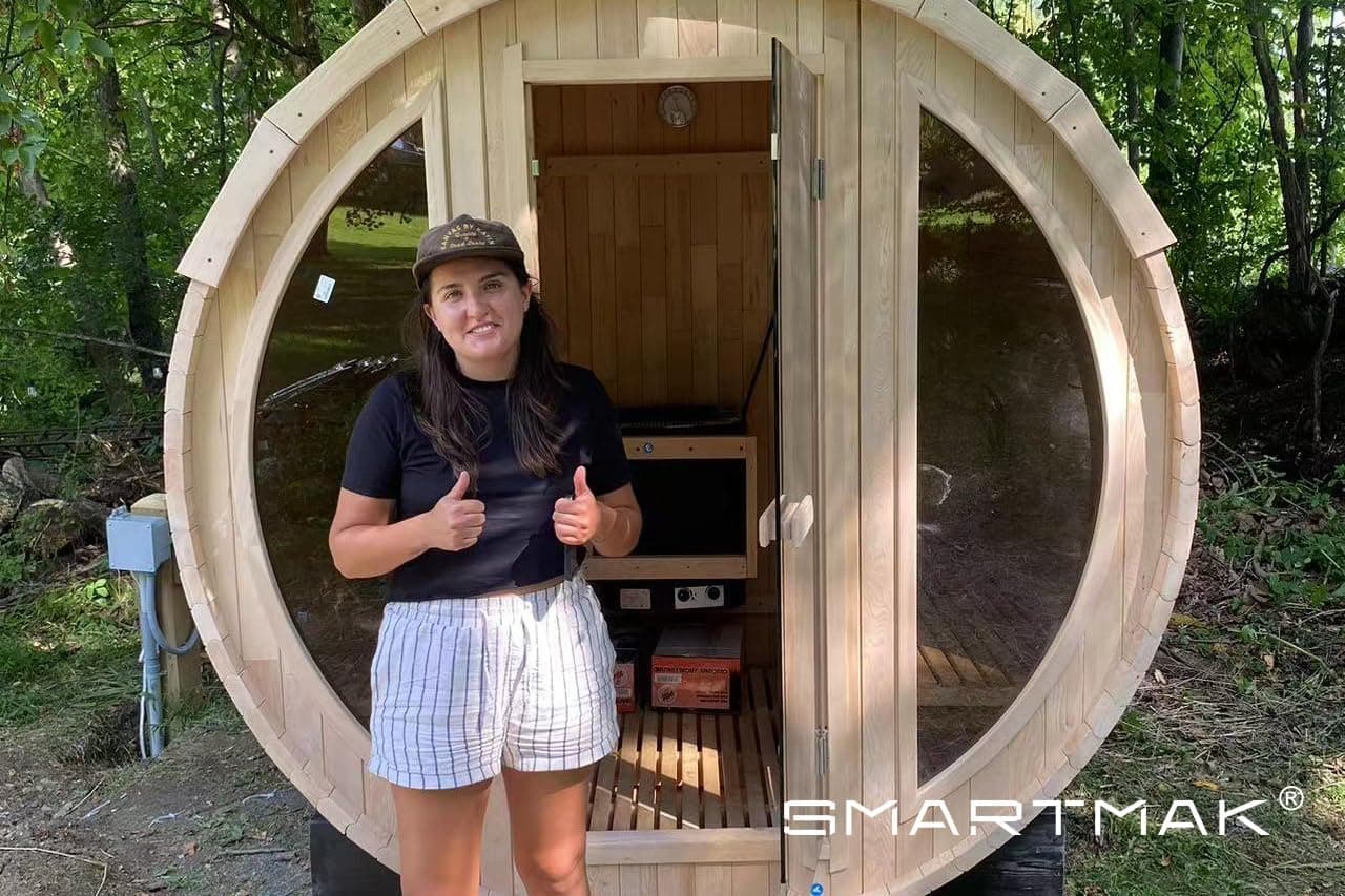 Smartmak 2-10 Person Canadian Hemlock Barrel Sauna thumbnail 6