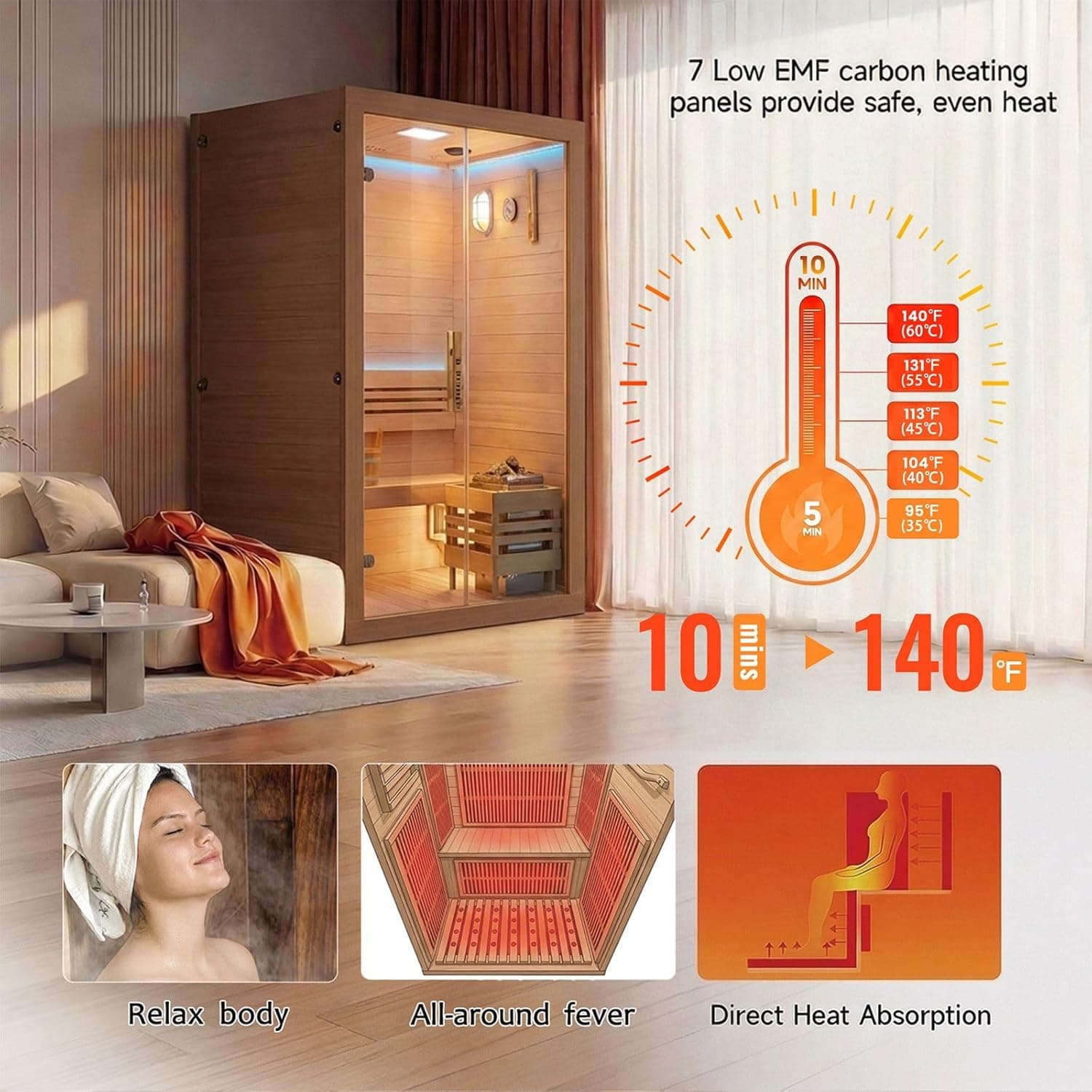 2-Person Canadian Hemlock Indoor Barrel Sauna thumbnail 6