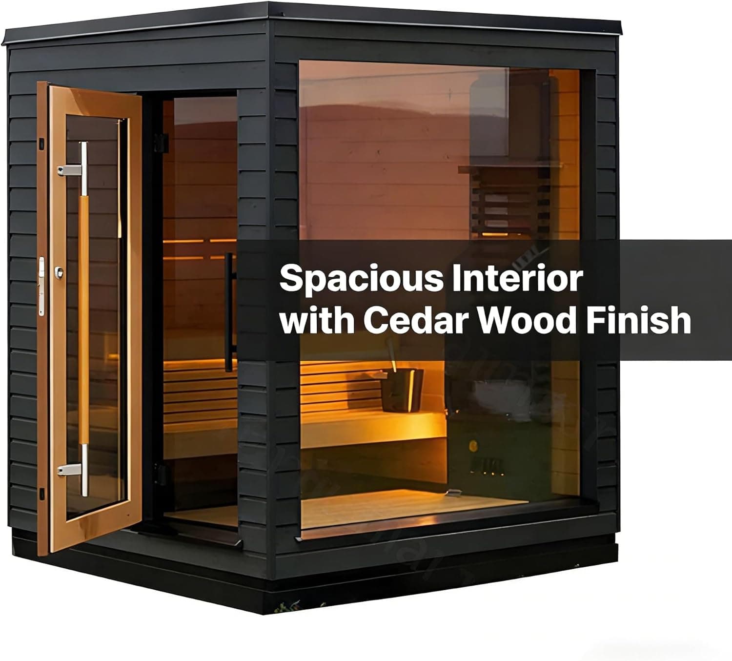 4-Person Cedar Wood Burning Barrel Sauna thumbnail 2