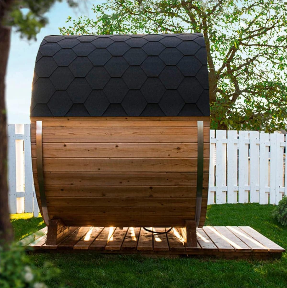 ZONEMEL 2-Person Outdoor Wood Barrel Sauna thumbnail 2