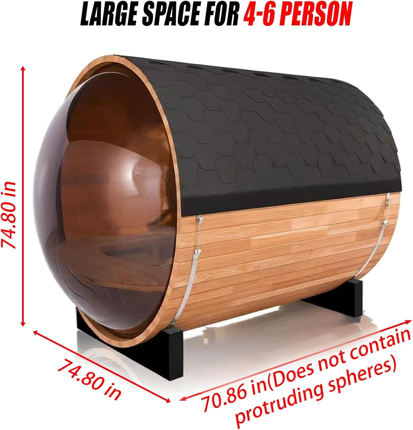 Panoramic 4-6 Person Canadian Cedar Barrel Sauna thumbnail 6
