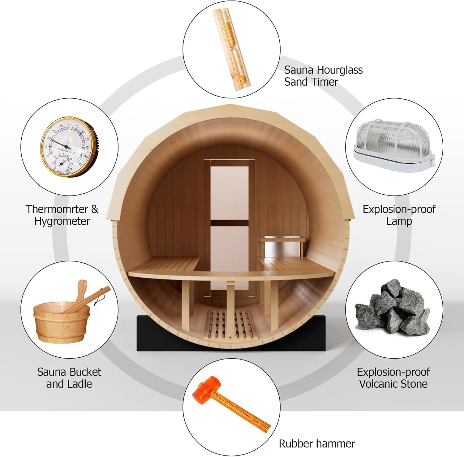 6-8 Person Red Cedar Barrel Sauna with Wood Burning Stove thumbnail 6