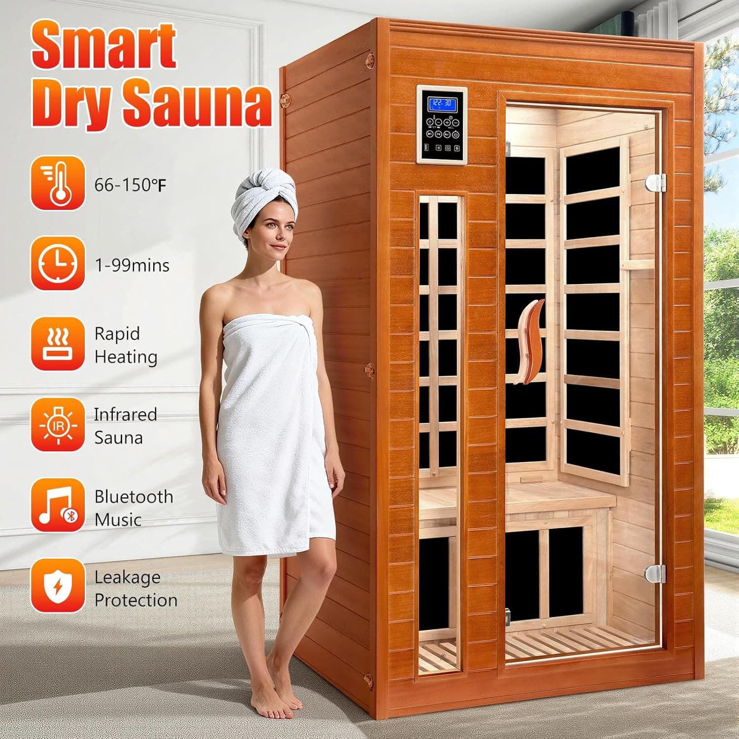 X-Vcak 1-2 Person Infrared Home Sauna with Red Light Therapy thumbnail 2