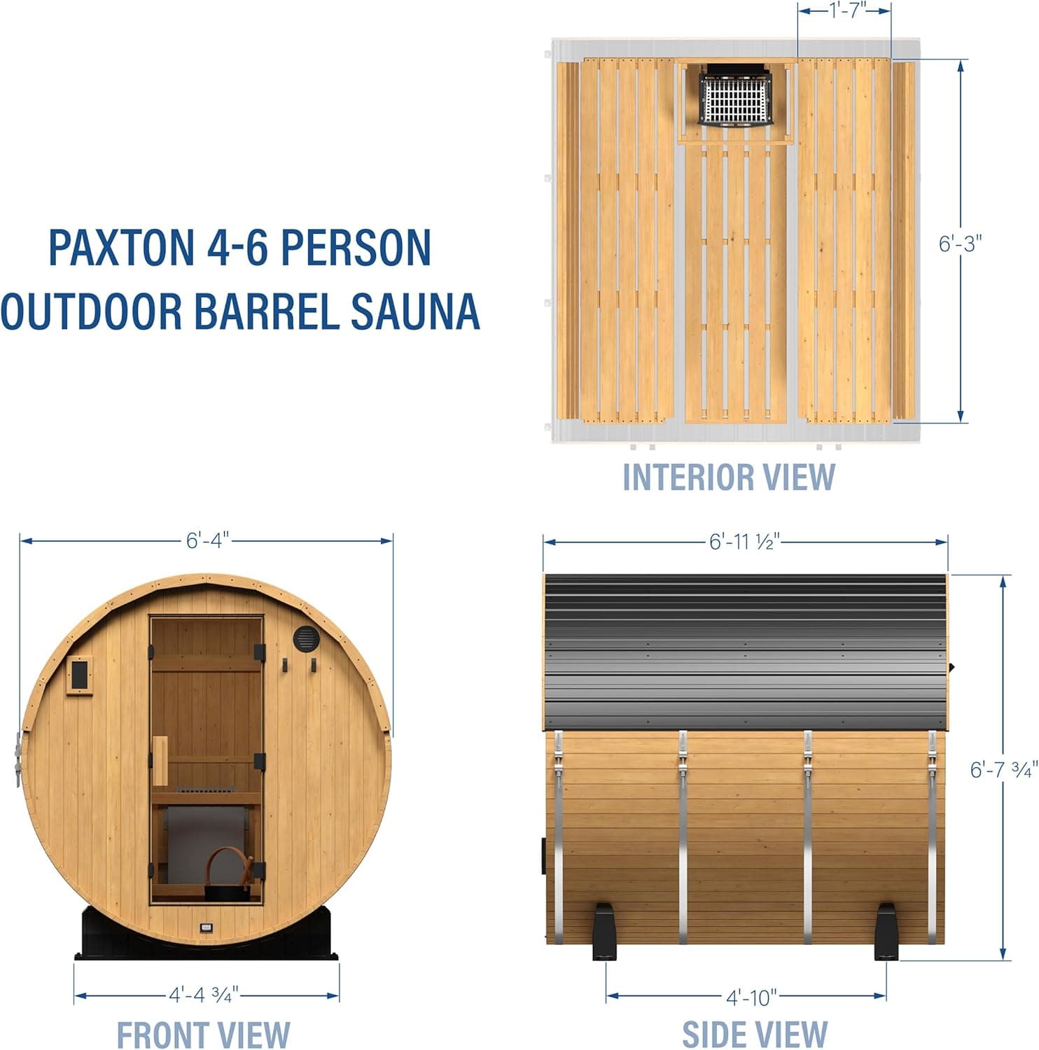 Backyard Discovery Paxton 4-6 Person Cedar Barrel Sauna thumbnail 2