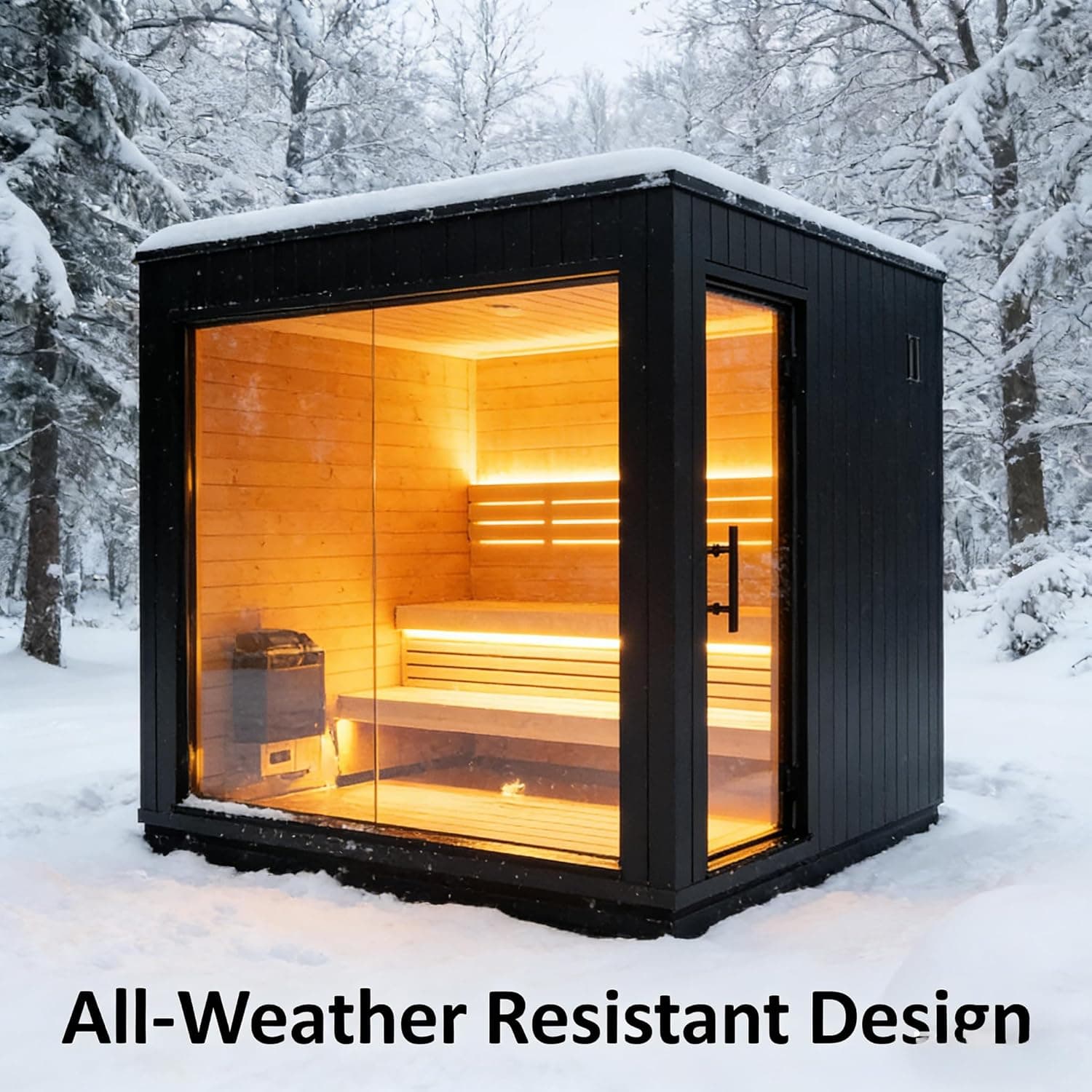 4-Person Finnish Cedar Barrel Sauna with Glass Front thumbnail 3