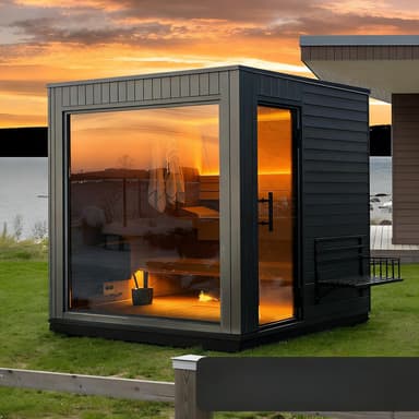 4-Person Cedar Wood Burning Barrel Sauna