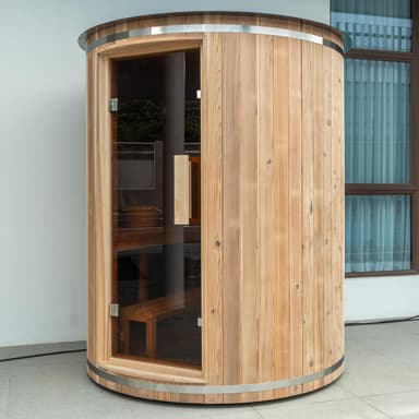4-Person Cedar Vertical Barrel Sauna with Harvia Heater
