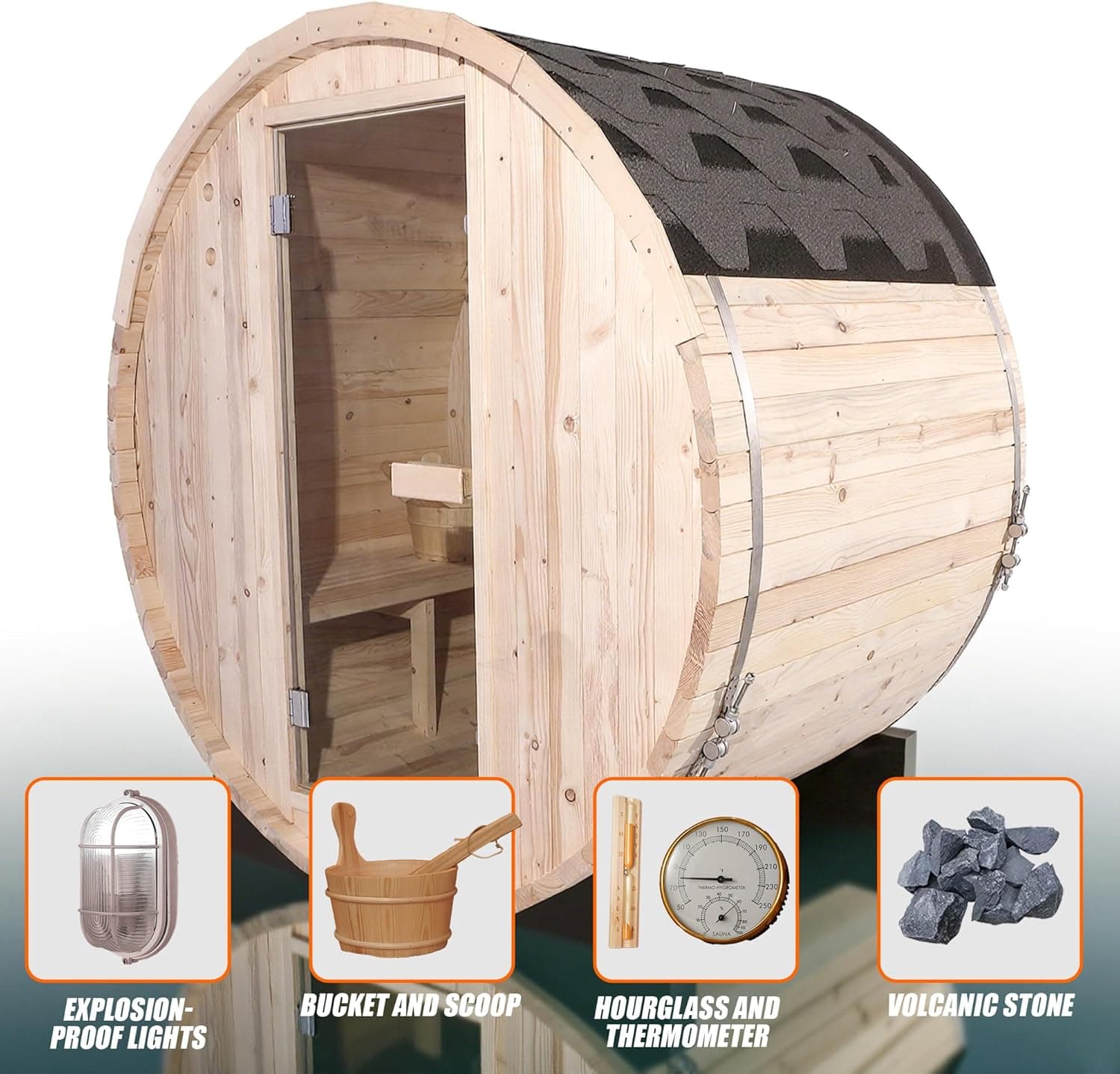 Spruce 2-Person Outdoor Barrel Sauna Kit thumbnail 3
