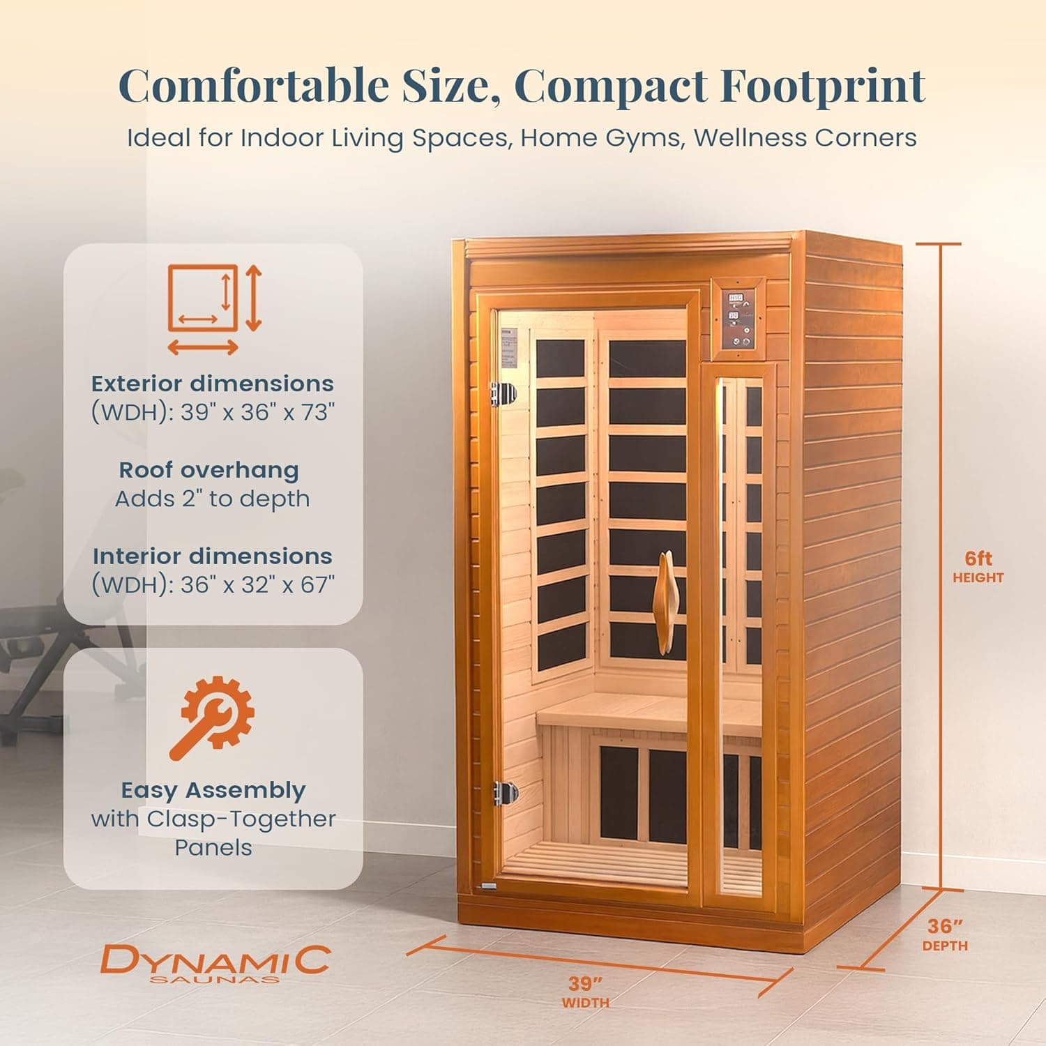 Dynamic Saunas Barcelona 1-2 Person Hemlock Infrared Sauna thumbnail 5