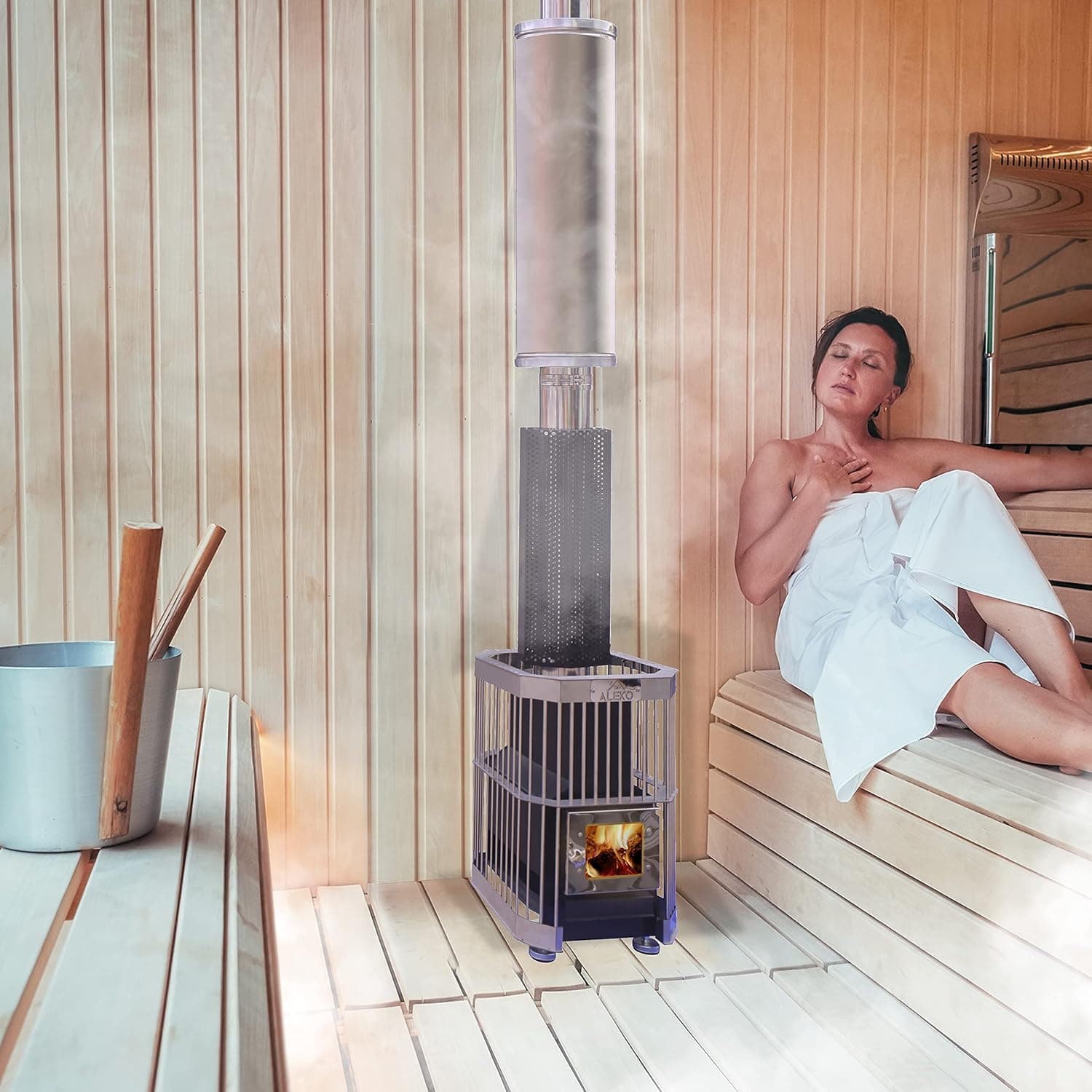 ALEKO Wood Burning Sauna Heater with Chimney Kit thumbnail 2
