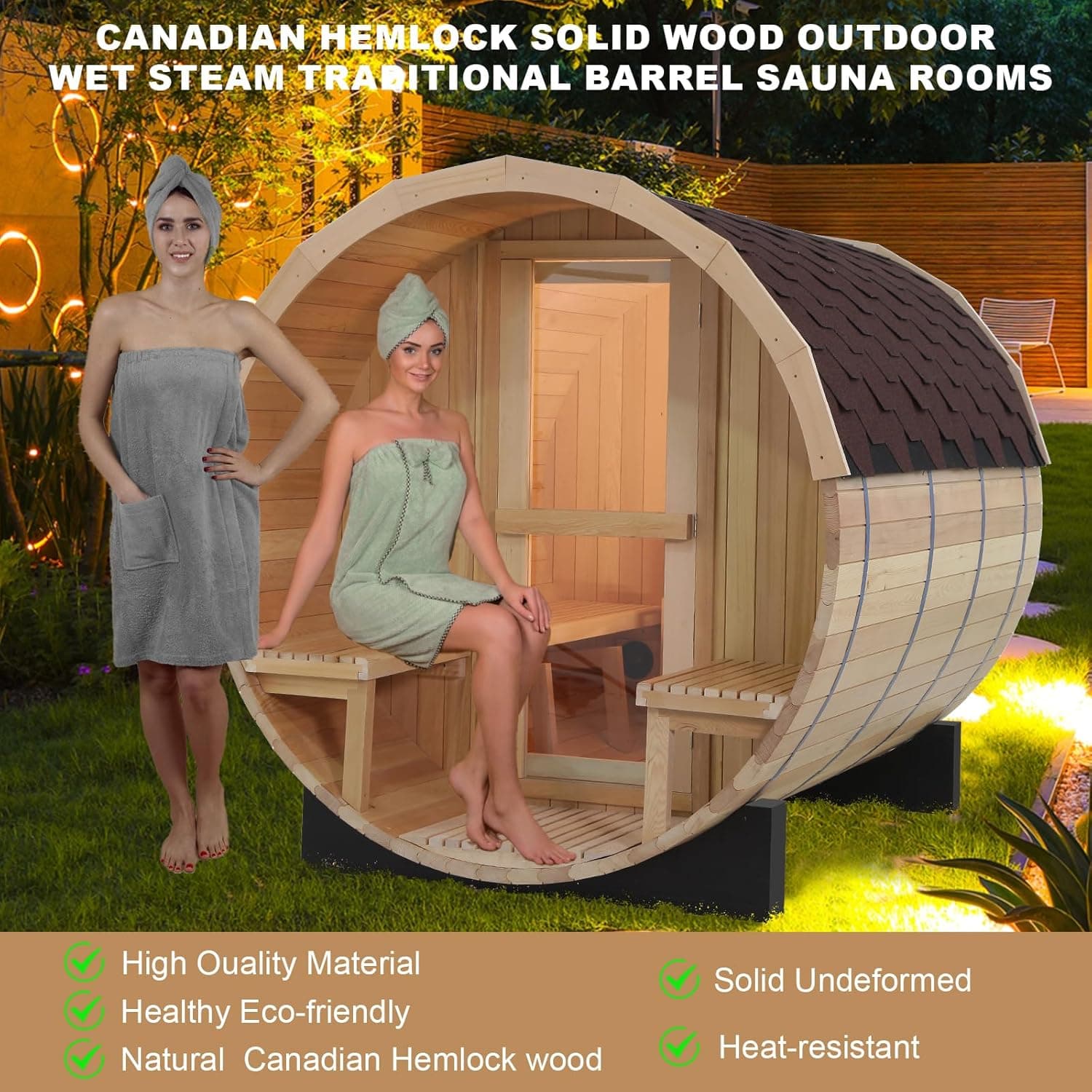 TOULE 6-8 Person Canadian Red Cedar Barrel Sauna thumbnail 5