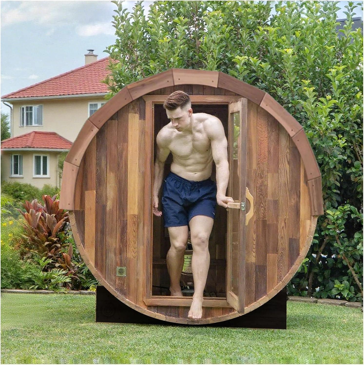 Smartmak 2-Person Canadian Red Cedar Barrel Sauna - Image 1