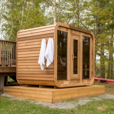 Cedar Square 6-Person Outdoor Sauna with Harvia Heater
