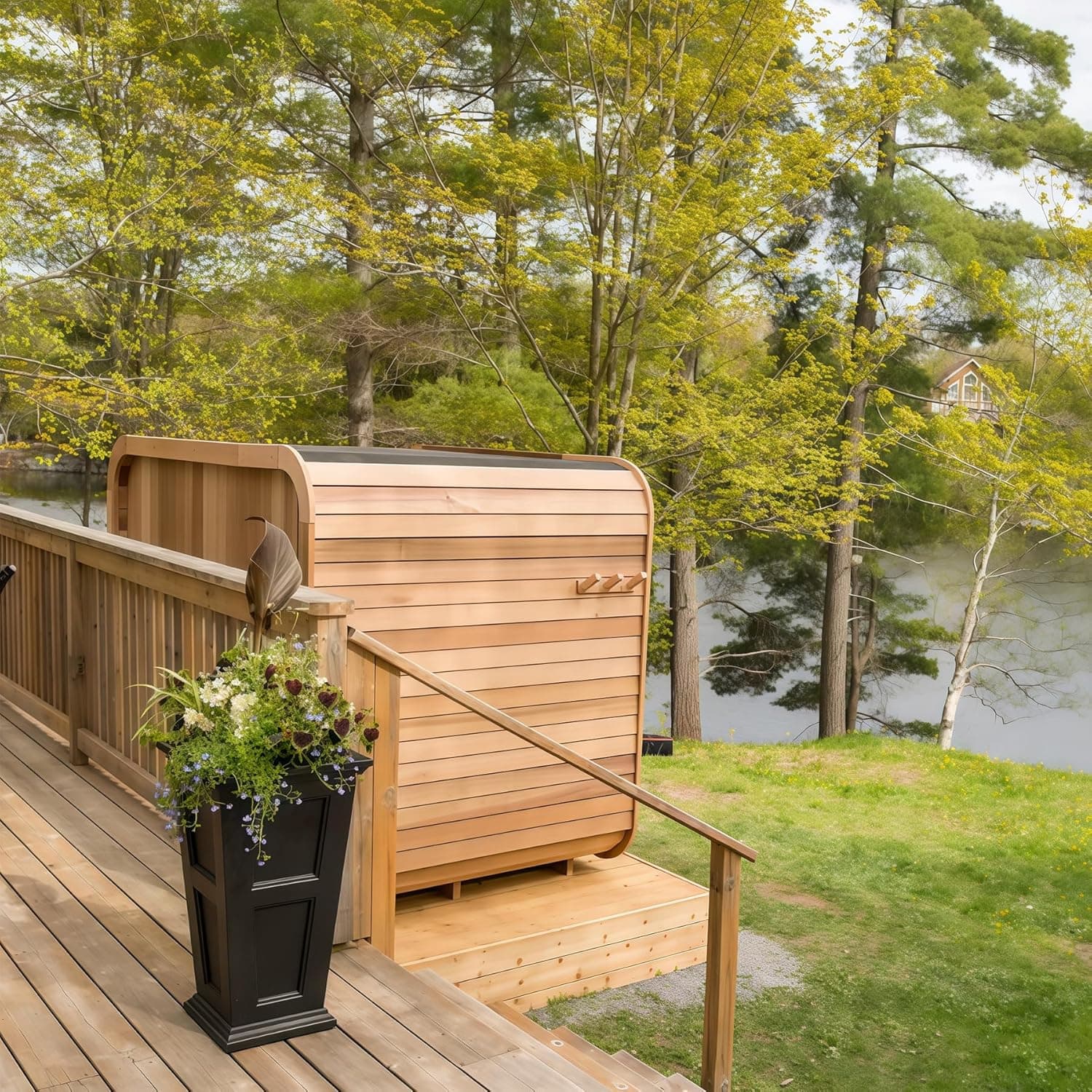 Cedar Square 6-Person Outdoor Sauna with Harvia Heater thumbnail 2